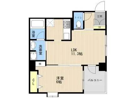 APEX神園(1LDK/3階)の間取り写真