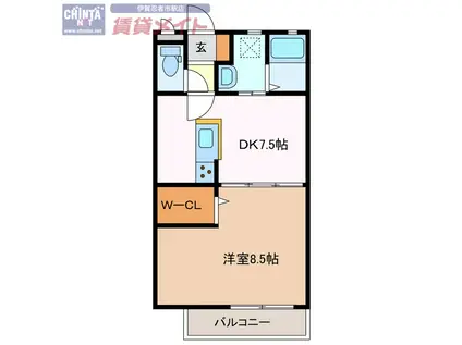 コモドカーサ(1DK/2階)の間取り写真