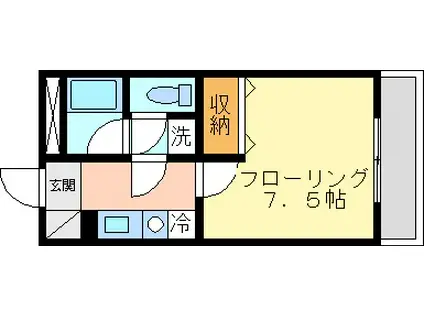 アムール大木(1K/3階)の間取り写真