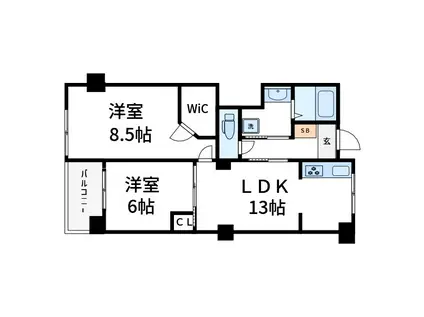 深川B棟(2LDK/5階)の間取り写真