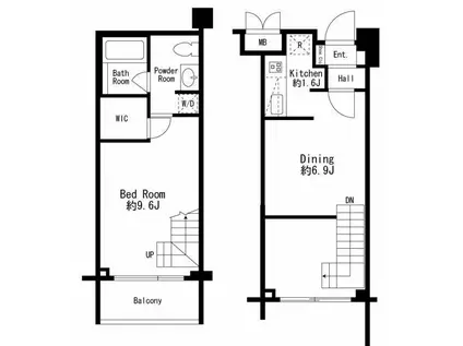 プライムアーバン用賀II(1LDK/1階)の間取り写真