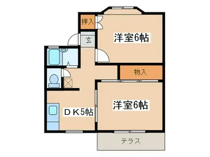 フォーレストヒルズ(2DK/1階)の間取り写真