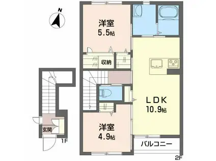 シャーメゾン・ポルト(2LDK/2階)の間取り写真