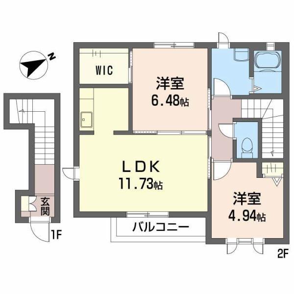シャーメゾン花(2LDK/2階)の間取り写真