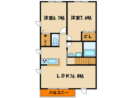 ヘーベルコート西島(2LDK/2階)の間取り写真