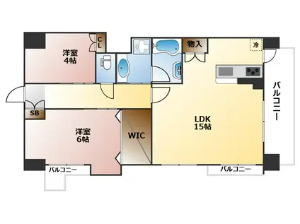 リッツ難波パークサイド(2LDK/11階)の間取り写真