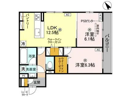 D-ROOM 大橋(2LDK/2階)の間取り写真