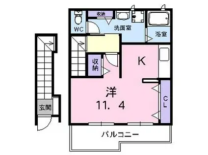 ポライトリー(1K/2階)の間取り写真