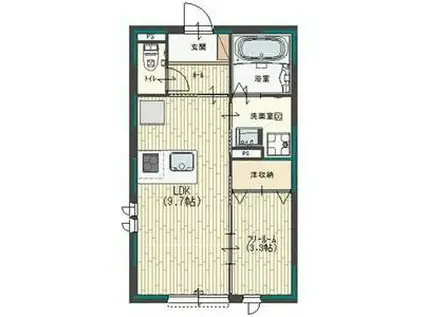 Kレジデンス駅前通(1LDK/1階)の間取り写真