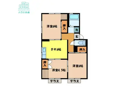 プレジール泉B(3DK/1階)の間取り写真