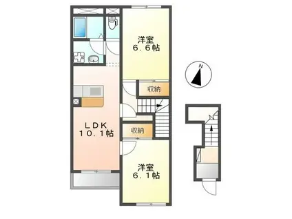 グレースほしか(2LDK/2階)の間取り写真