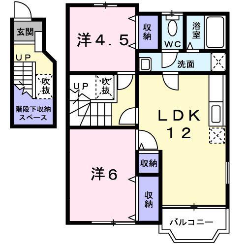 シンシアA(2LDK/2階)の間取り写真