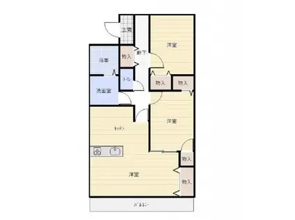 シルクピア大西B(2LDK/2階)の間取り写真