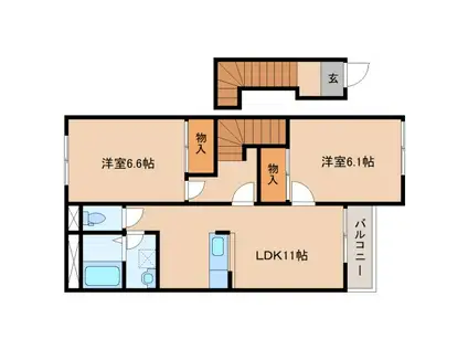 エクセレンスI・II(2LDK/2階)の間取り写真