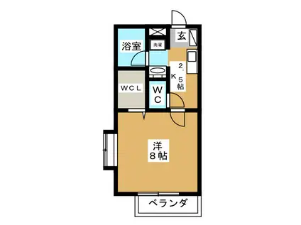 ソレジオ山手(1K/1階)の間取り写真