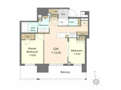 パークホームズ浅草橋(2LDK/8階)の間取り写真
