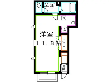 CHIAVE キアーヴェ(ワンルーム/1階)の間取り写真