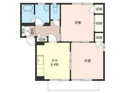 メゾンエクレールB(2DK/2階)の間取り写真