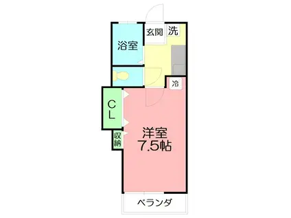 ジュネス東海(1K/2階)の間取り写真