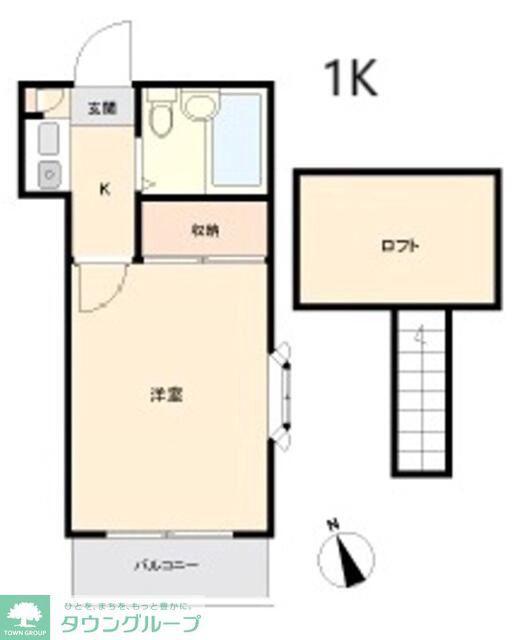 パレス南柏(1K/2階)の間取り写真