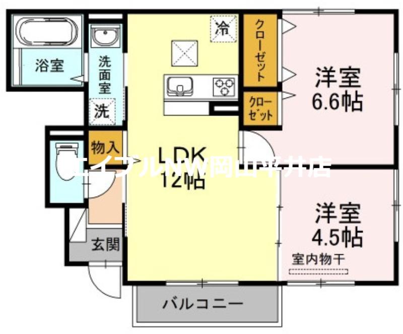 リバーパレスD棟(2LDK/1階)の間取り写真