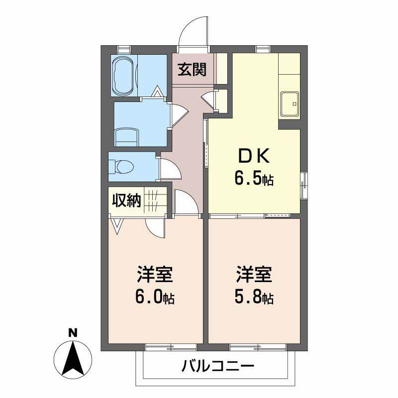 コーポ シャルダン(2DK/2階)の間取り写真