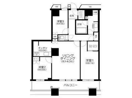 芝浦アイランド グローヴタワー(3LDK/26階)の間取り写真