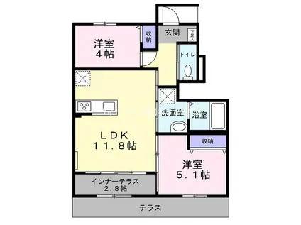 パークサイド・コージー(2LDK/1階)の間取り写真