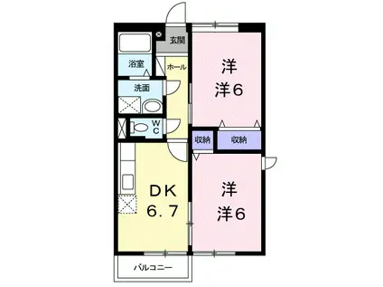 ネオレジデンス(2DK/2階)の間取り写真