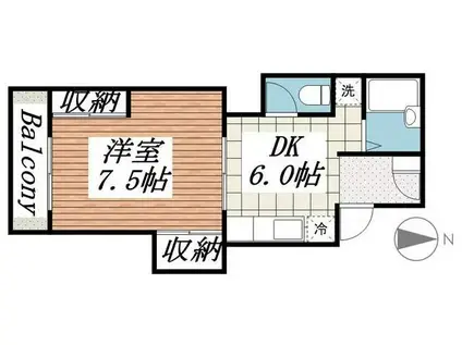 メゾン安田(1DK/2階)の間取り写真