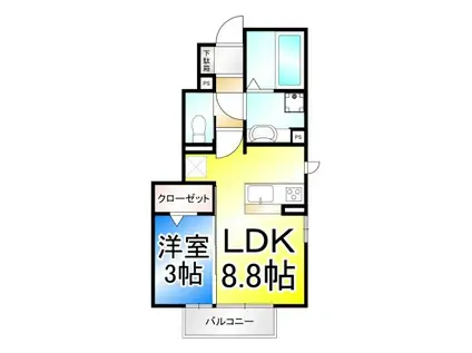 グランメール A棟(1LDK/1階)の間取り写真