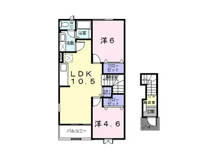 エスティディップス(2LDK/2階)の間取り写真