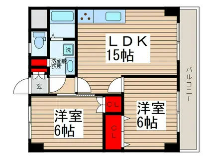 ウインズフジ(2LDK/3階)の間取り写真