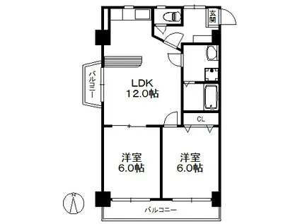アリエス室見 179(2LDK/7階)の間取り写真
