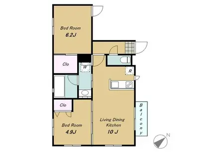 シェソワ東大井(2LDK/1階)の間取り写真