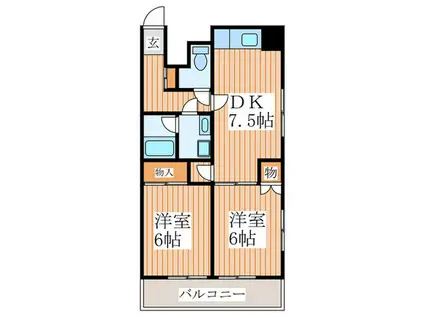 ラフォーレジュン(2DK/3階)の間取り写真