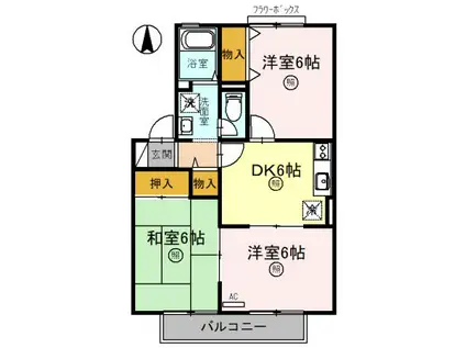 シャルムますだB棟(2LDK/2階)の間取り写真