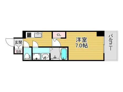 S-RESIDENCE福島玉川DEUX(1K/5階)の間取り写真