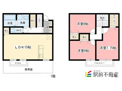リビングタウン赤松A棟(3LDK/1階)の間取り写真