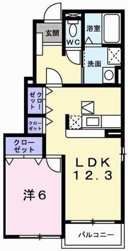 メゾンプラースI(1LDK/1階)の間取り写真