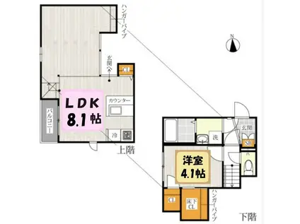 CB大宮グロース(1LDK/1階)の間取り写真