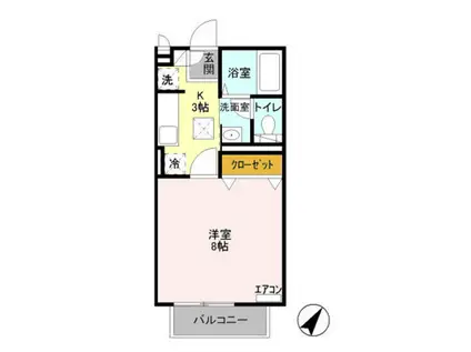 メルヴェールII(1K/1階)の間取り写真