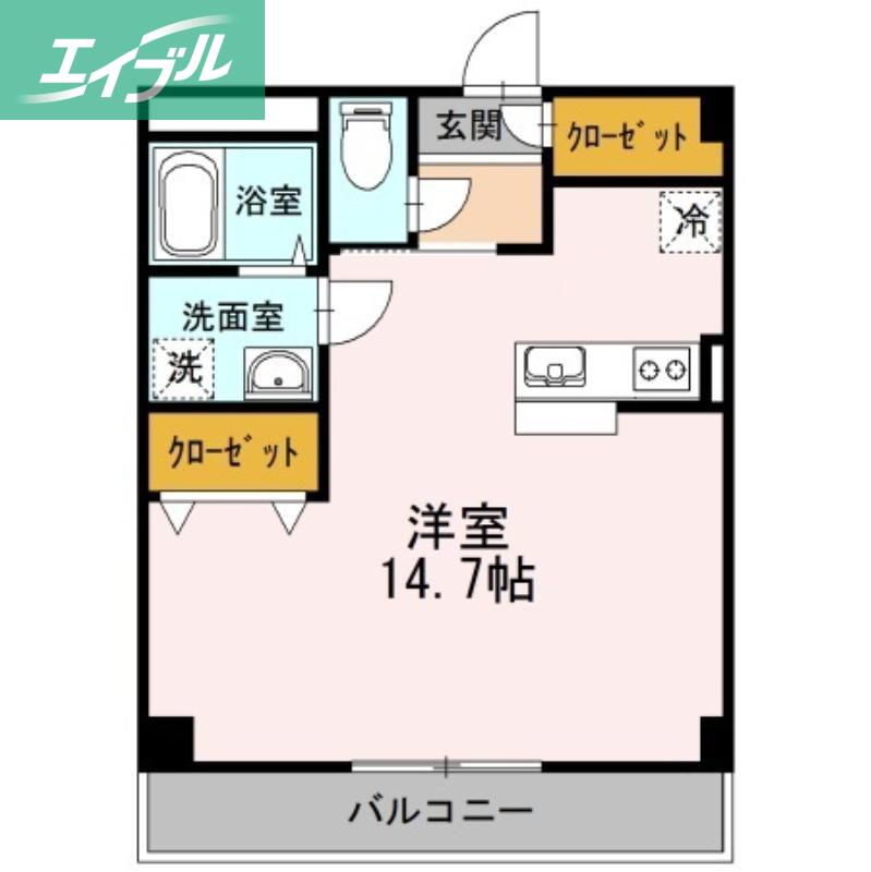 YSビル(ワンルーム/2階)の間取り写真