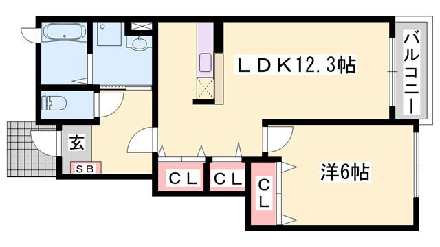 メゾンプラースI(1LDK/1階)の間取り写真