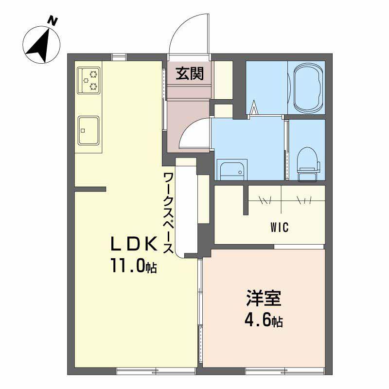 フレンディー蛍川(1LDK/1階)の間取り写真