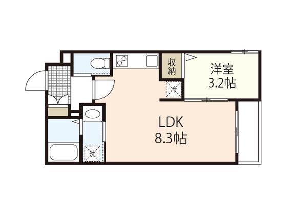 月光西川口町弐番館(1LDK/1階)の間取り写真
