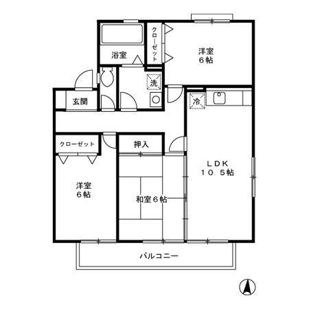 プレミールB(3LDK/2階)の間取り写真