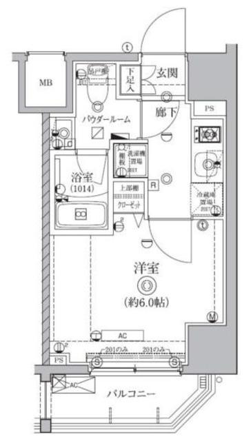 クオリタス南大井(1K/4階)の間取り写真