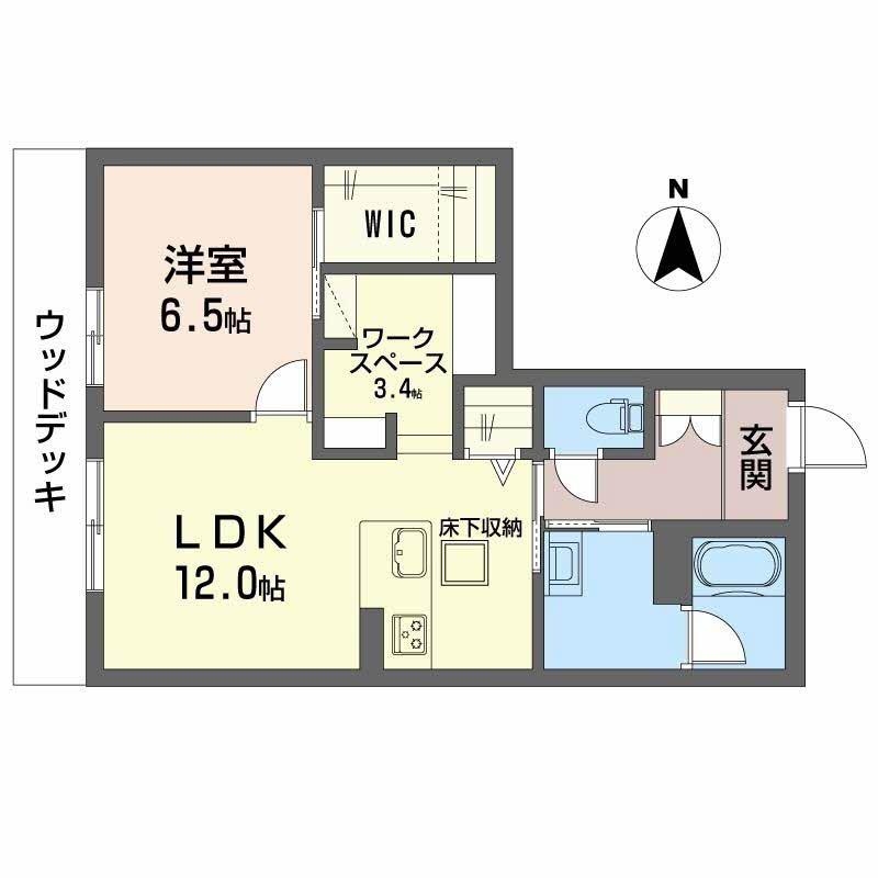 グランコート北浦(1LDK/1階)の間取り写真