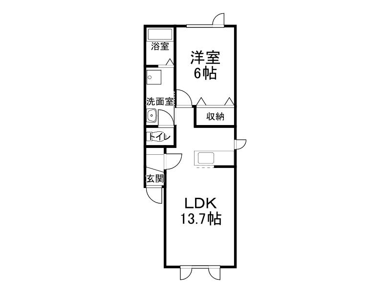 ラフィーネA(1DK/2階)の間取り写真